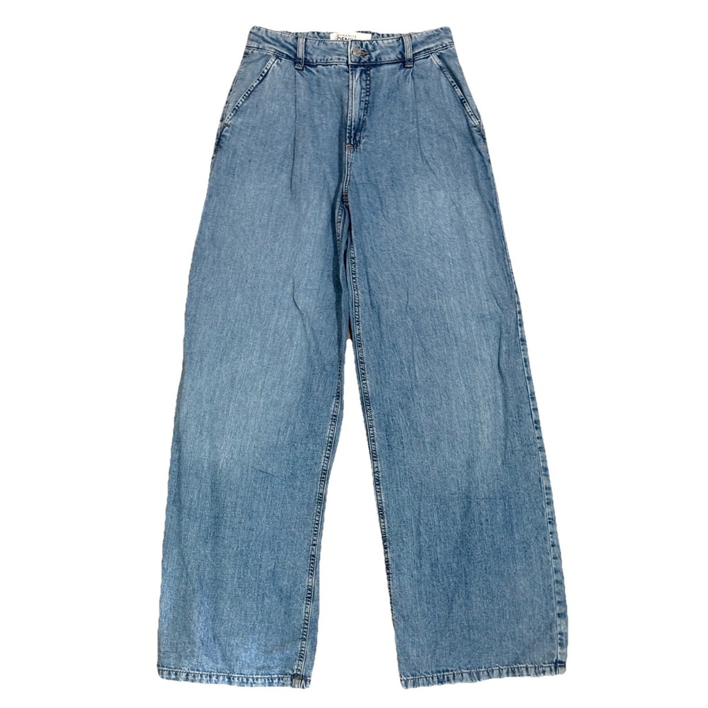 Dynamite Denim Wide Leg Jeans Light Wash Size 0 25 Pleated Boho Hippie EUC